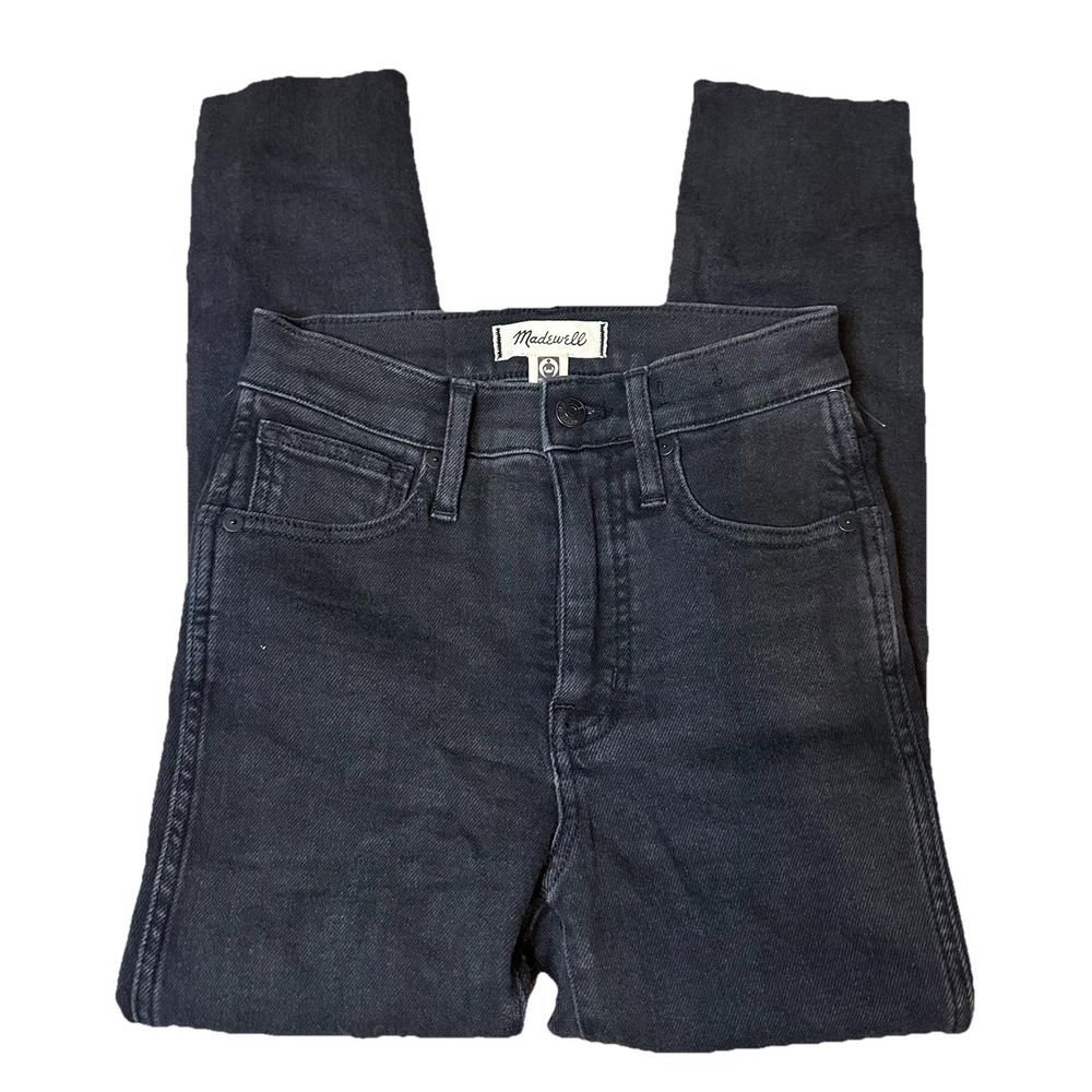 Madewell 10 High-Rise Skinny Jeans‎ Black Raw Hem Petite 24P Fair Trade Denim